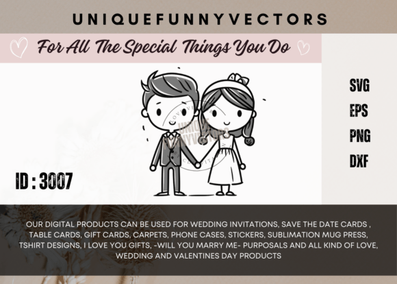 Capturing Love: The Charm of Wedding Couple Illustration Vector 3007
