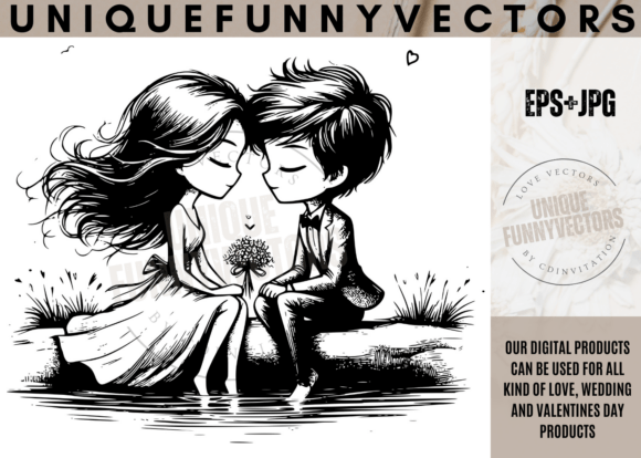 Charming Cartoon Art for Wedding and Romance Projects