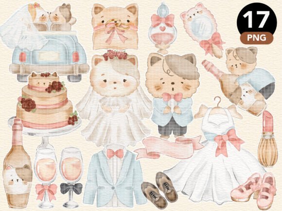 Charming Cat Wedding Clipart: A Designer's Delight