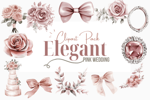 Designing Romance: The Elegant Dusty Pink Wedding Clipart Pack