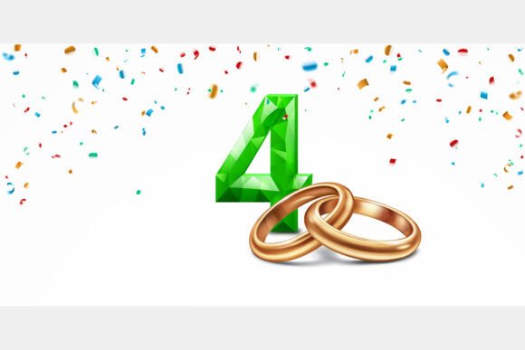 Green Number 4 and Golden Wedding Rings: A Design Asset