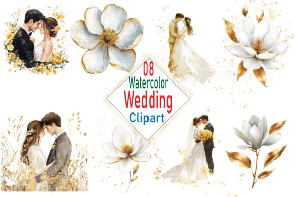 Watercolor Wedding Clipart PNG Bundle: A Designer's Delight